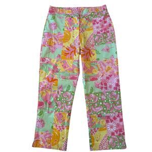 Vintage Lilly Pulitzer Flower/Shrimp/Cocktail Print Patchwork Pants Size 6 Women